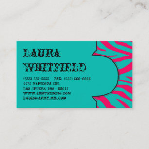 Aquamarines Zebra Print Animal Business Card Visitenkarte