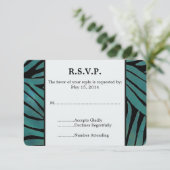Aquamarines Zebra Print Wedding RSVP (Stehend Vorderseite)