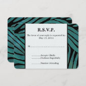 Aquamarines Zebra Print Wedding RSVP (Vorne/Hinten)