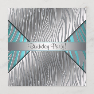 Aquamarines Zebra-Zahlenformular am letzten Tag Einladung