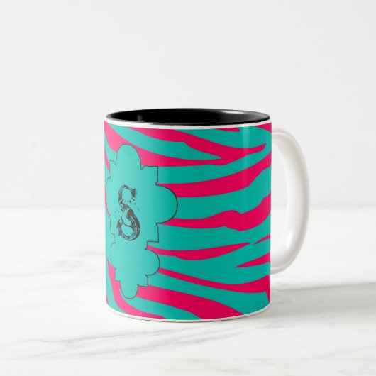 Aquamarines Zebra-Zebra-Tasse-Cups Zweifarbige Tasse (VorderseiteRechts)