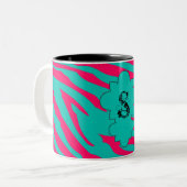 Aquamarines Zebra-Zebra-Tasse-Cups Zweifarbige Tasse (Vorderseite Links)