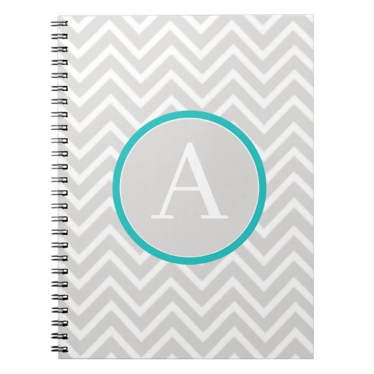 Aquamarines Zickzack Monogram-Notebook Notizblock (Vorderseite)