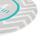 Aquamarines Zickzack Monogramm-Schneidbrett Schneidebrett (Ecke)
