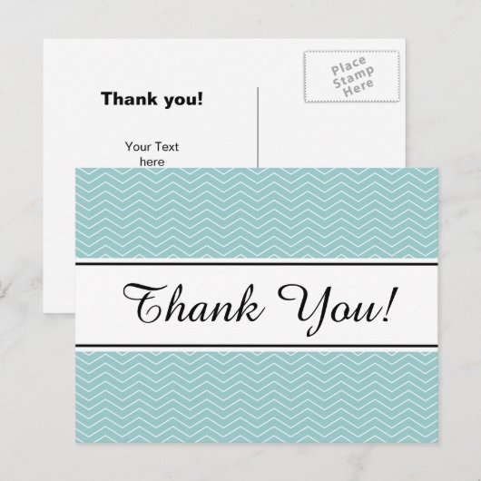 Aquamarines Zickzack Muster dank Postkarten (Vorne/Hinten)