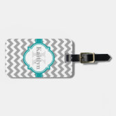 Aquamarines Zickzack Muster und marokkanisches Qua Gepäckanhänger (Vorderseite horizontal)