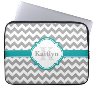 Aquamarines Zickzack Muster und marokkanisches Qua Laptopschutzhülle