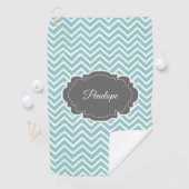 Aquamarines Zickzack Personalisiertes Golfhandtuch (Insitu)