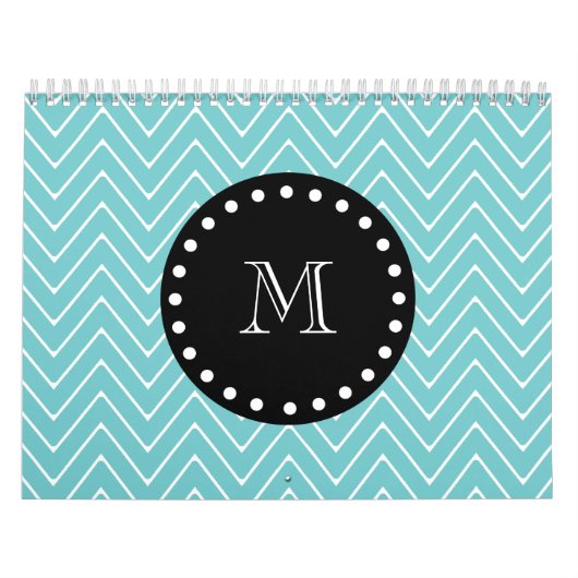 Aquamarines Zickzack schwarzes Monogramm des Kalender (Titelbild)