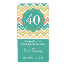 Aquamarines Zickzack Weinetikett (375 ml)