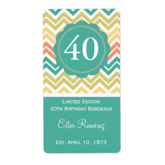 Aquamarines Zickzack Weinetikett (375 ml)