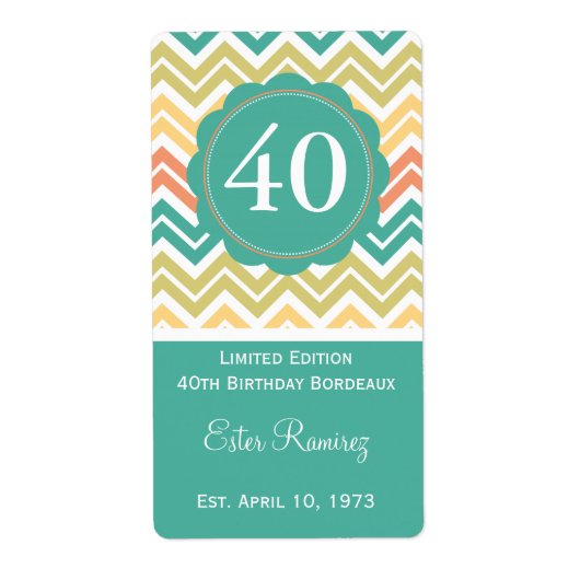 Aquamarines Zickzack Weinetikett (375 ml) (Vorne)