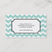 Aquamarines Zickzack Zickzackmuster Visitenkarte (Rückseite)