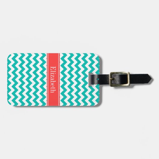 Aquamarines Zickzack ZigZag Korallenbezeichnung Mo Gepäckanhänger (Vorderseite horizontal)
