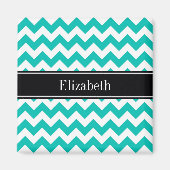 Aquamarines Zickzack ZigZag Schwarzer Name Monogra Magnet (Vorne)