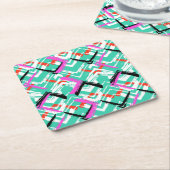 Aquamarines Zig-Zag-Muster Rechteckiger Pappuntersetzer (angewinkelt)