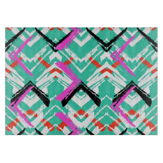 Aquamarines Zig-Zag-Muster Schneidebrett (Vorderseite)