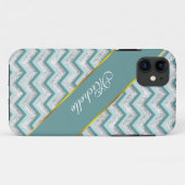 Aquamarines Zigzag-Muster Case-Mate iPhone Hülle (Rückseite (Horizontal))