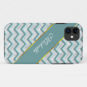 Aquamarines Zigzag-Muster Case-Mate iPhone Hülle (Rückseite (Horizontal))