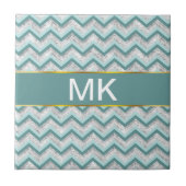 Aquamarines Zigzag-Muster Fliese (Vorderseite)