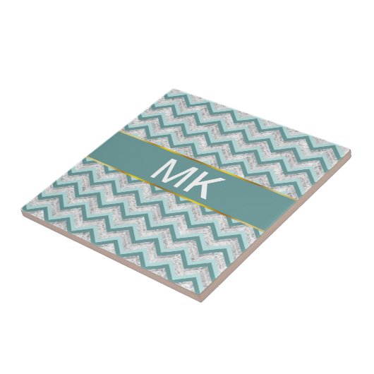 Aquamarines Zigzag-Muster Fliese (Seite)