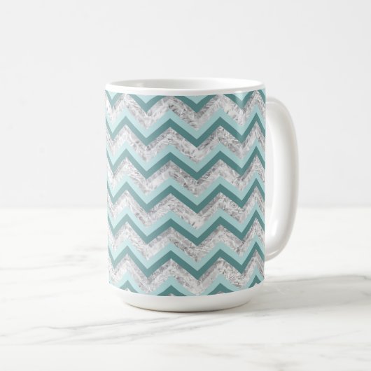 Aquamarines Zigzag-Muster Kaffeetasse (VorderseiteRechts)