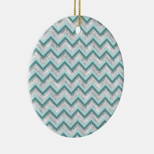 Aquamarines Zigzag-Muster Keramik Ornament (Rechts)