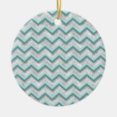 Aquamarines Zigzag-Muster Keramik Ornament (Vorne)