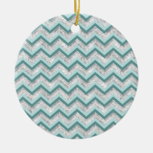 Aquamarines Zigzag-Muster Keramik Ornament