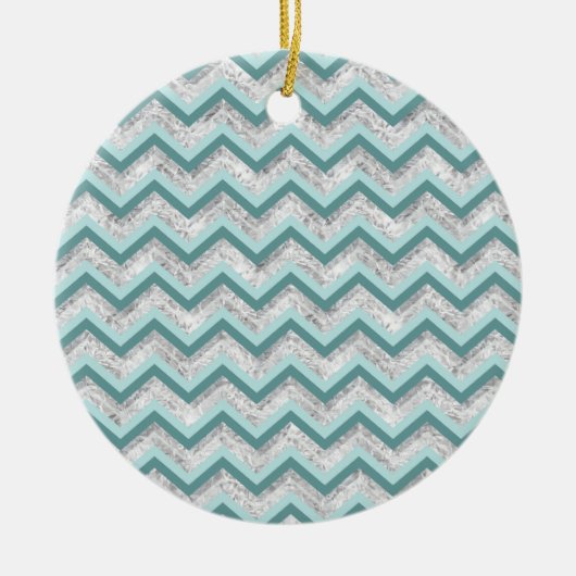 Aquamarines Zigzag-Muster Keramik Ornament (Vorne)