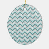 Aquamarines Zigzag-Muster Keramik Ornament (Links)