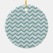 Aquamarines Zigzag-Muster Keramik Ornament (Hinten)