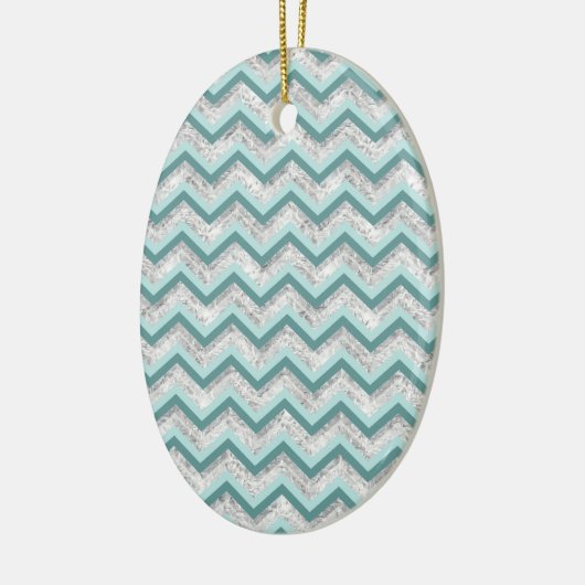 Aquamarines Zigzag-Muster Keramik Ornament (Links)