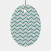 Aquamarines Zigzag-Muster Keramik Ornament (Vorne)
