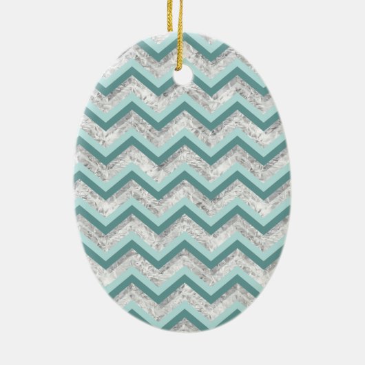 Aquamarines Zigzag-Muster Keramik Ornament (Hinten)