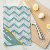 Aquamarines Zigzag-Muster Küchentuch (Viertel Falte)