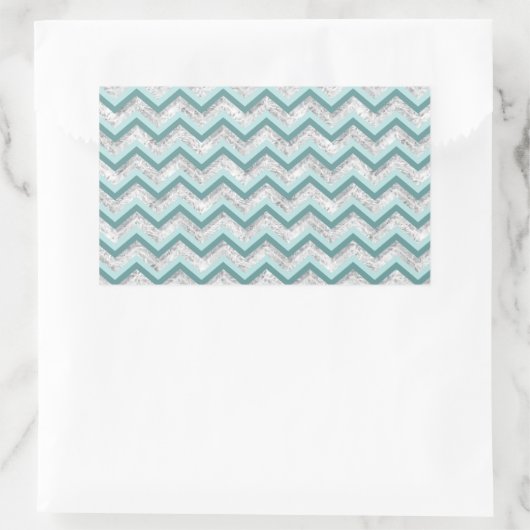 Aquamarines Zigzag-Muster Rechteckiger Aufkleber (Tasche)