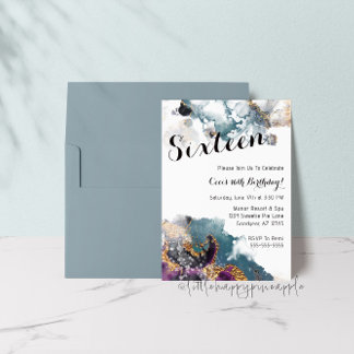 Aquarell 16 Geburtstagsfeier Einladung