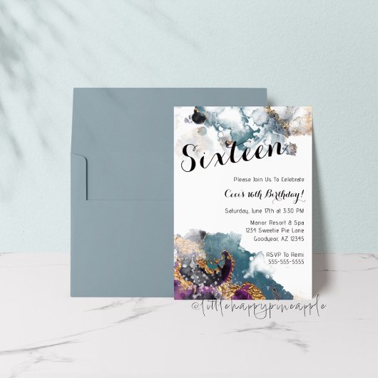 Aquarell 16 Geburtstagsfeier Einladung