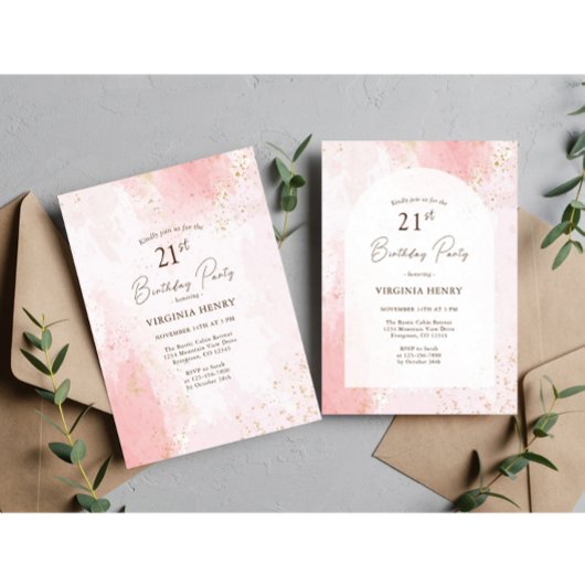 Aquarell 21. Geburtstag Party Einladung