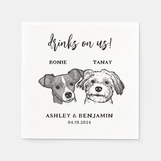 Aquarell 2 Hunde gegenüber Haustiergetränken bei H Serviette (Vorderseite)