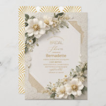 Aquarell 3D-weiße Blume Gold Brautparty