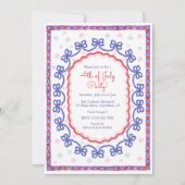 Aquarell 4. Juli Patriotic Bow American Einladung (Vorderseite)