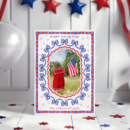 Aquarell 4. Juli Patriotic Bow American Feiertagskarte