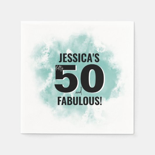 Aquarell 50. Geburtstag Serviette (Vorderseite)