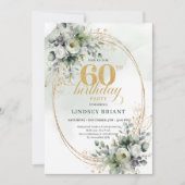 Aquarell 60. Geburtstag Boho Grün Einladung (Vorderseite)