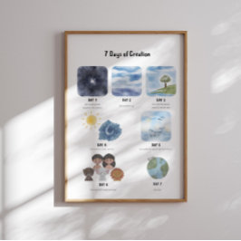 Aquarell 7 Tage Schöpfungspakel Poster