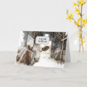 Aquarell 85. Geburtstagskuh im Stall Karte (Gelbe Blume)