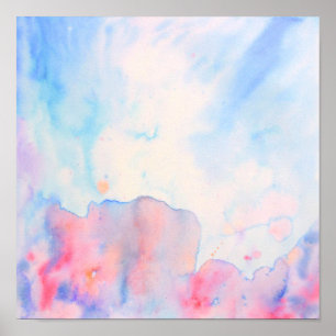Aquarell Abstrakt Blue Landscape Print Poster