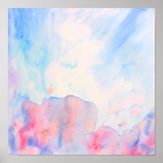 Aquarell Abstrakt Blue Landscape Print Poster (Vorne)